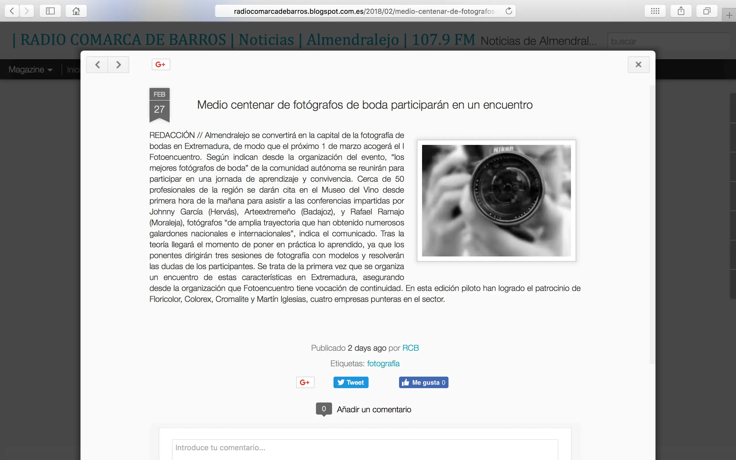 Noticia del Fotoencuentro de Almendralejo, con medio centenar de fotógrafos