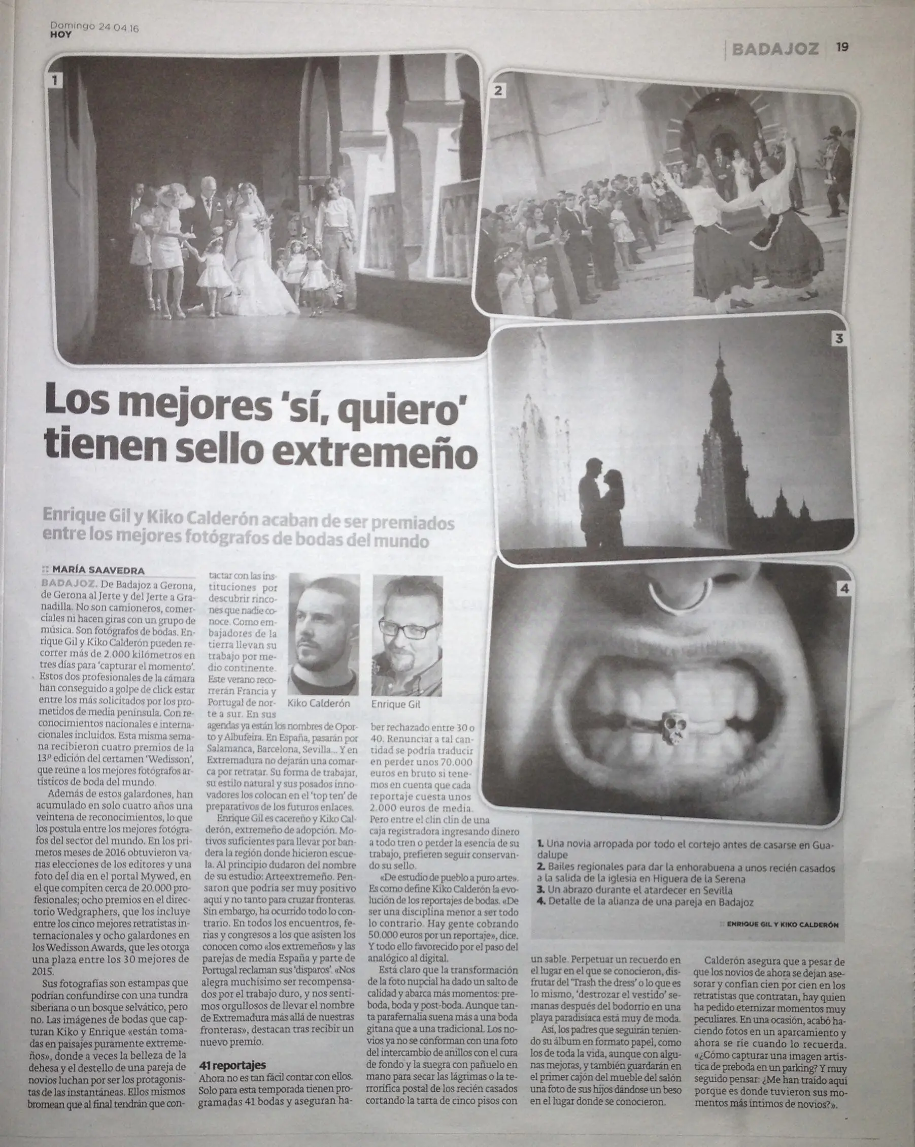 Página del periódico HOY con el reportaje «Los mejores sí, quiero tienen sello extremeño» sobre Arteextremeño