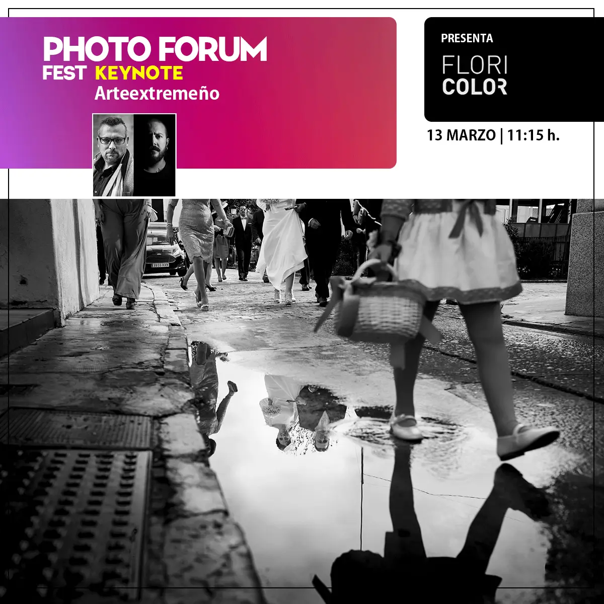 Cartel de la keynote de Arteextremeño en el Photo Forum Fest de Barcelona, presentada por Floricolor