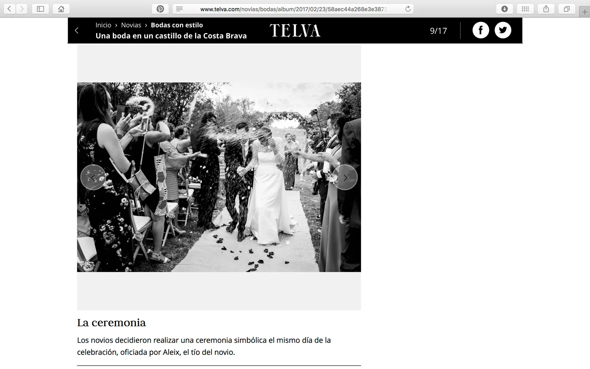 Reportaje de boda de Arteextremeño en la sección de novias de Telva